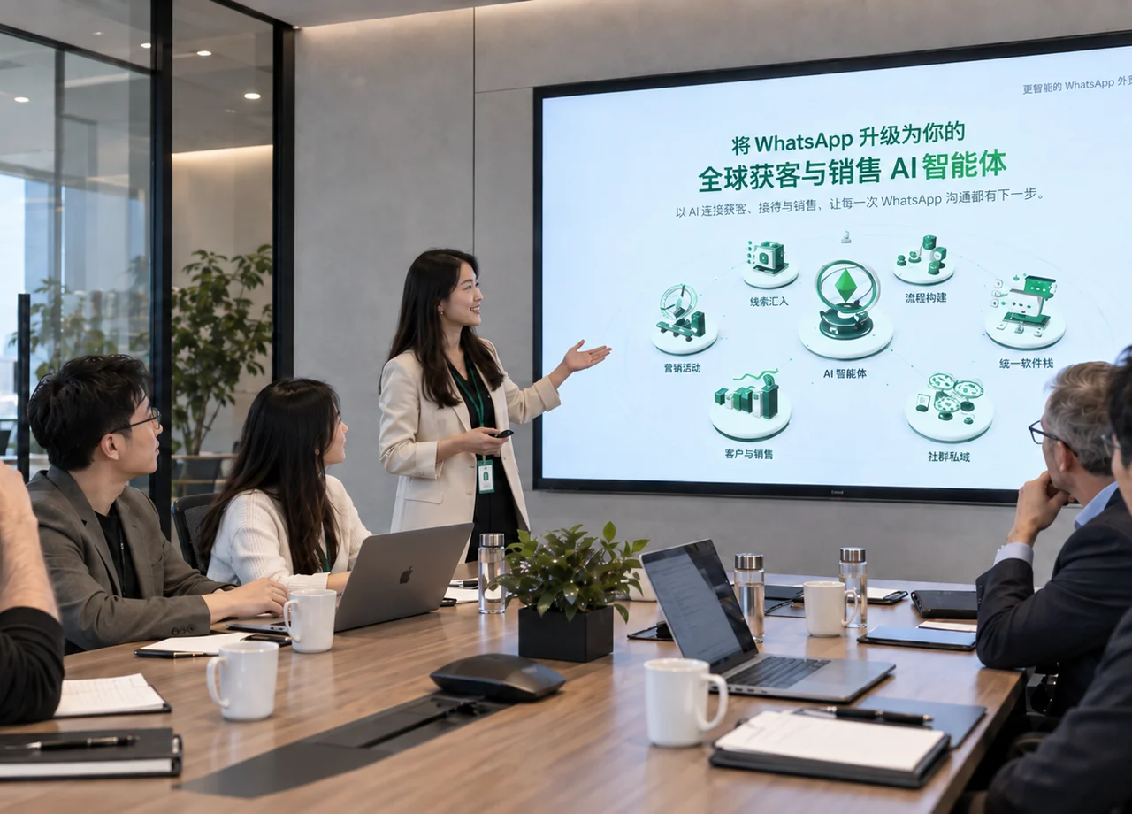 围绕 WAthink 全球获客、客户接待与销售 AI 工作流程开展产品讨论。